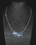 Dual chain with thorned text pendant