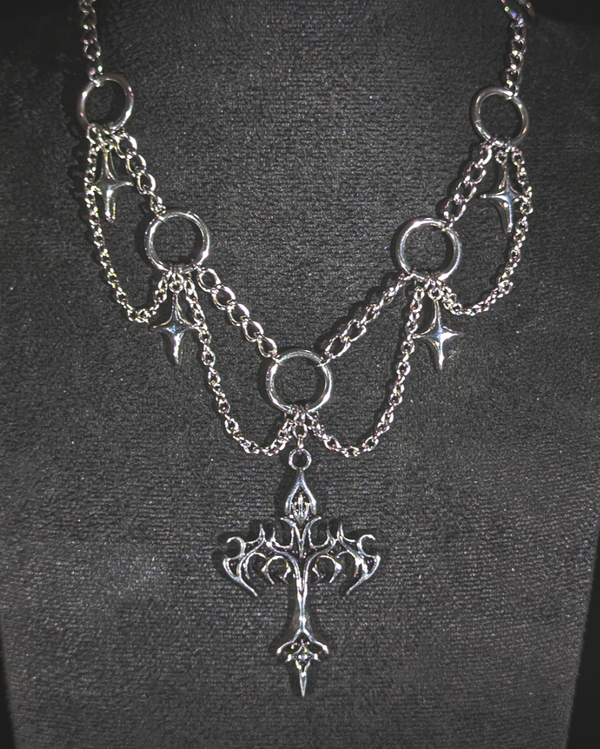 Multi chain necklace with cross pendant